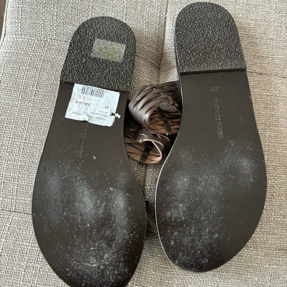 ANCIENT GREEK SANDALS Melia Meliva Woven Brown‎ Toe Slip On Leather 39 - Picture 7 of 10